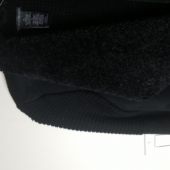 Chelsea & Theodore open front faux trimmed sweater sz small - Picture 5 of 8